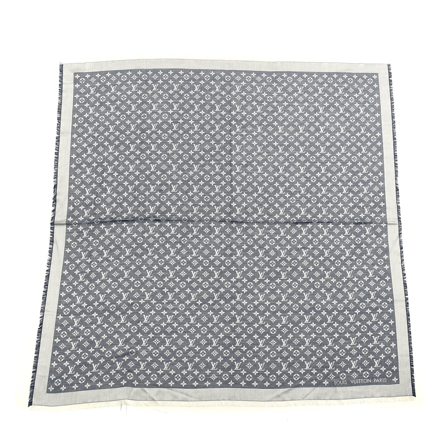 Louis Vuitton Silk Wool Monogram Denim Shawl Blue 1 of 4