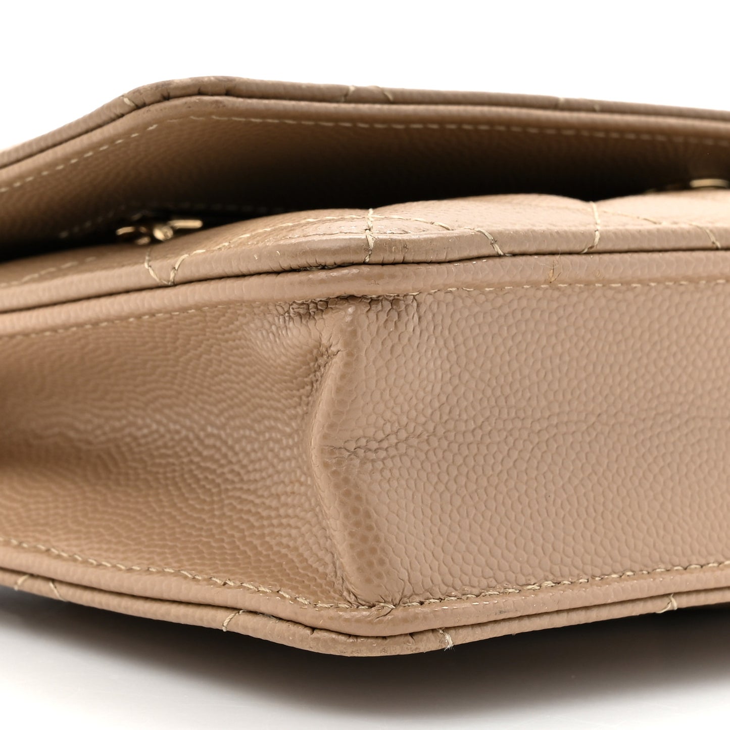 Caviar Quilted Wallet On Chain WOC Beige
