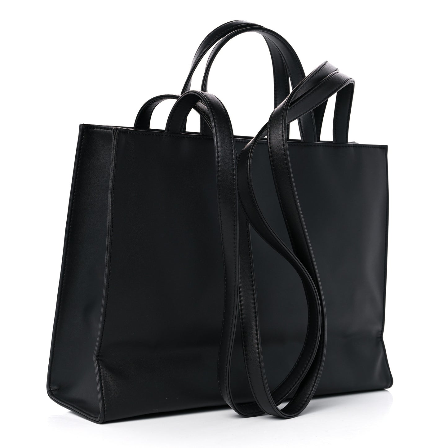 Vegan Leather Medium Shopping Bag Black