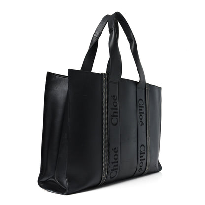 Chloe Calfskin Large Woody Tote Black 3 of 12