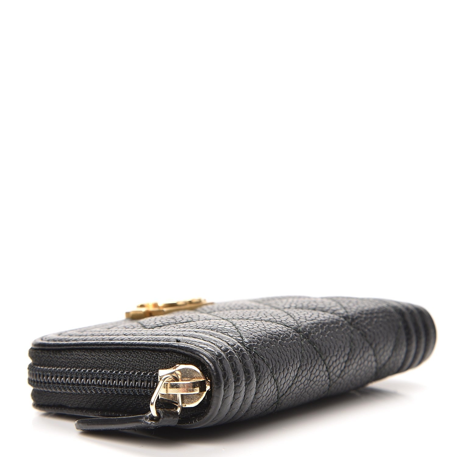 Chanel Caviar Quilted Boy Zip Around Coin Purse Wallet Black 4 of 8