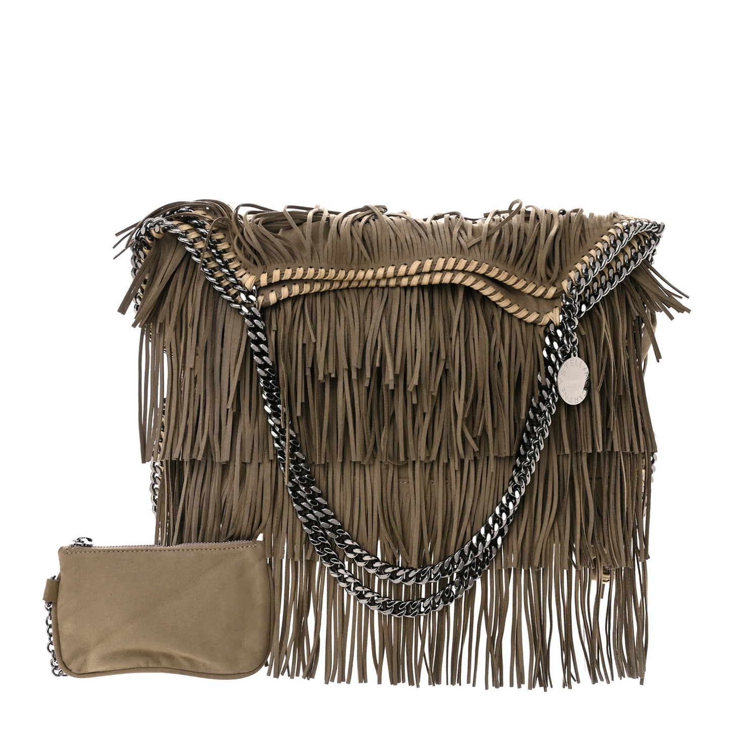 Eco Suede Fringe Big Falabella Tote Taupe