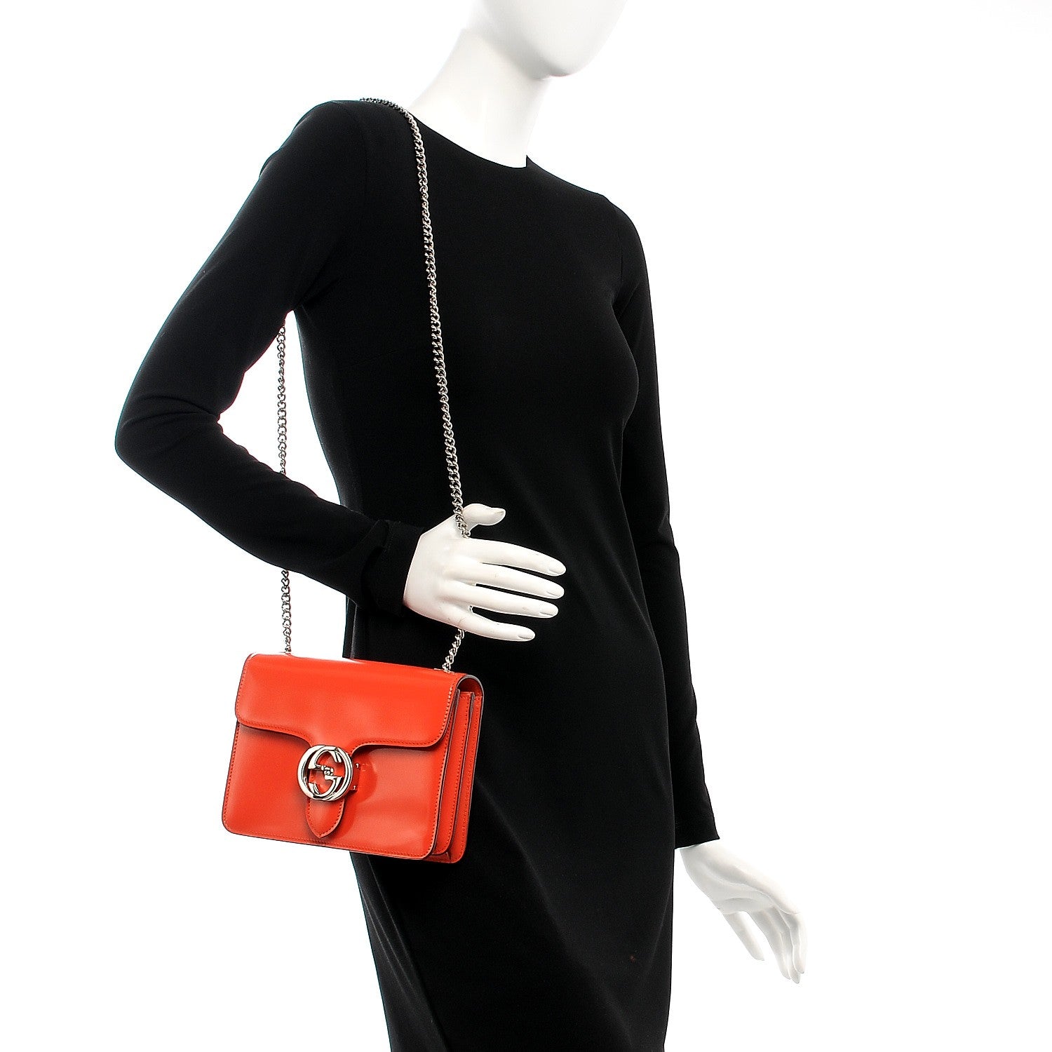 Gucci Shade Lux Calfskin Small Interlocking Shoulder Bag New Dark Orange 2 of 7