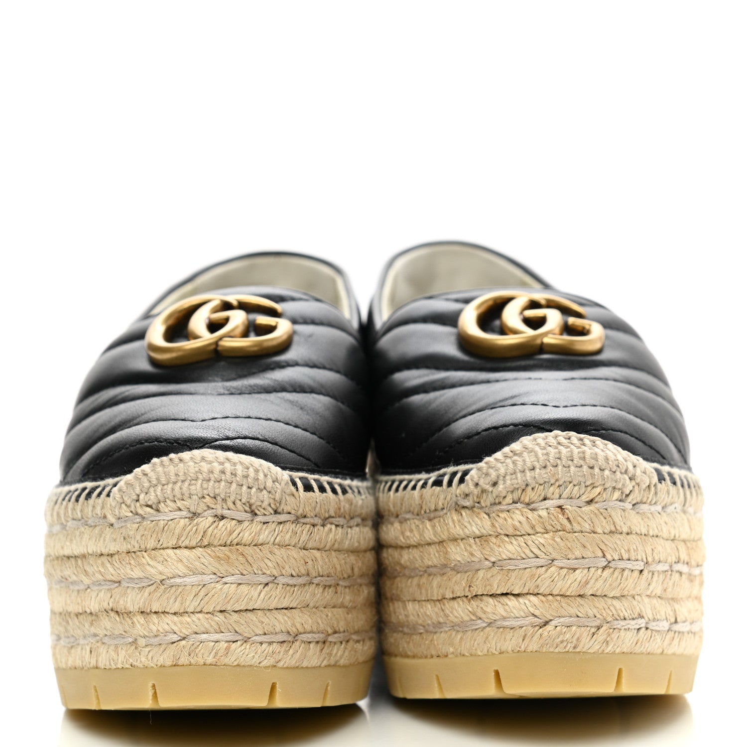 Gucci Nappa Matelasse GG Marmont Platform Espadrilles 35.5 Black 2 of 10