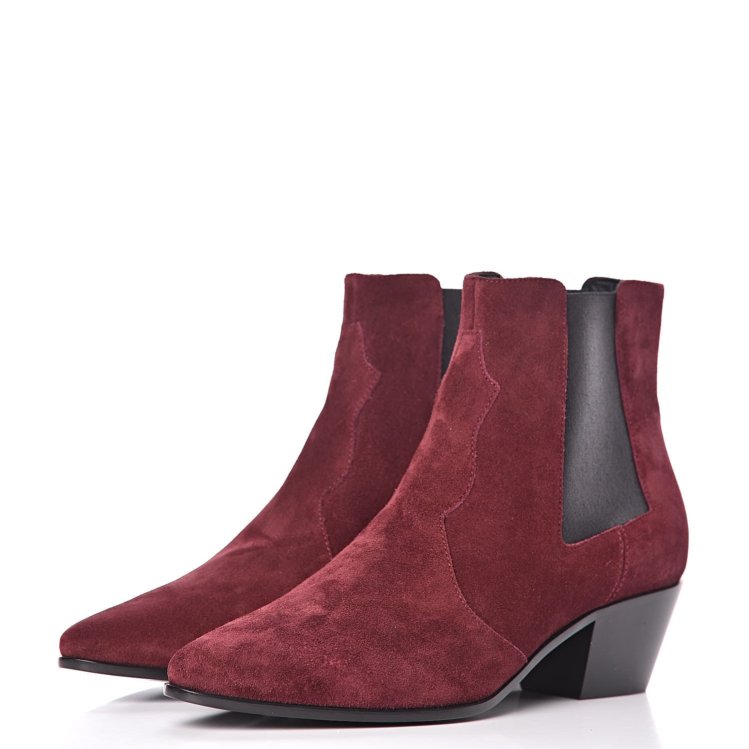 Saint Laurent Suede Chelsea Boots 37 Wine 3 of 9