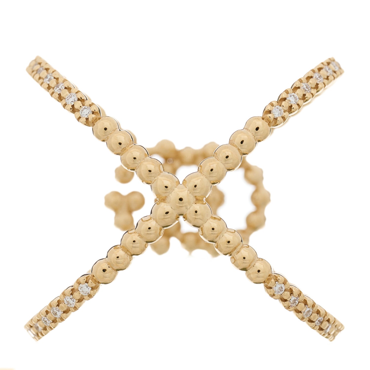 Gucci 18K Yellow Gold Diamond GG Running X Ring 51 5.75 3 of 6