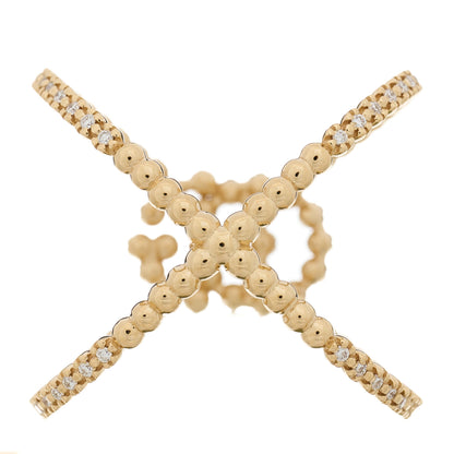Gucci 18K Yellow Gold Diamond GG Running X Ring 51 5.75 3 of 6