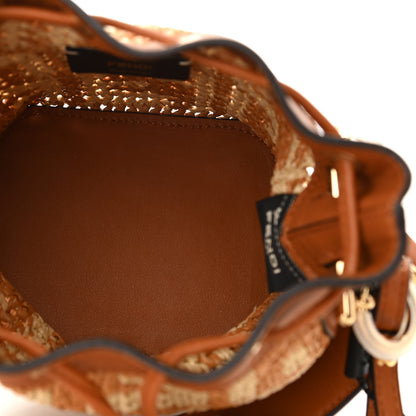 Fendi Raffia Vitello Seta F is Fendi FF Woven Mini Mon Tresor Bucket Bag Brick Natural 5 of 10