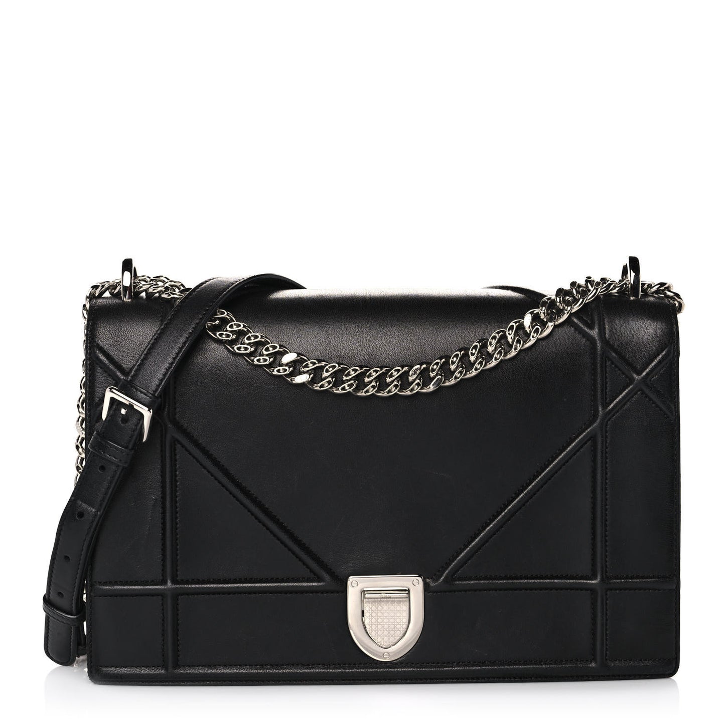 Lambskin Large Diorama Flap Bag Black