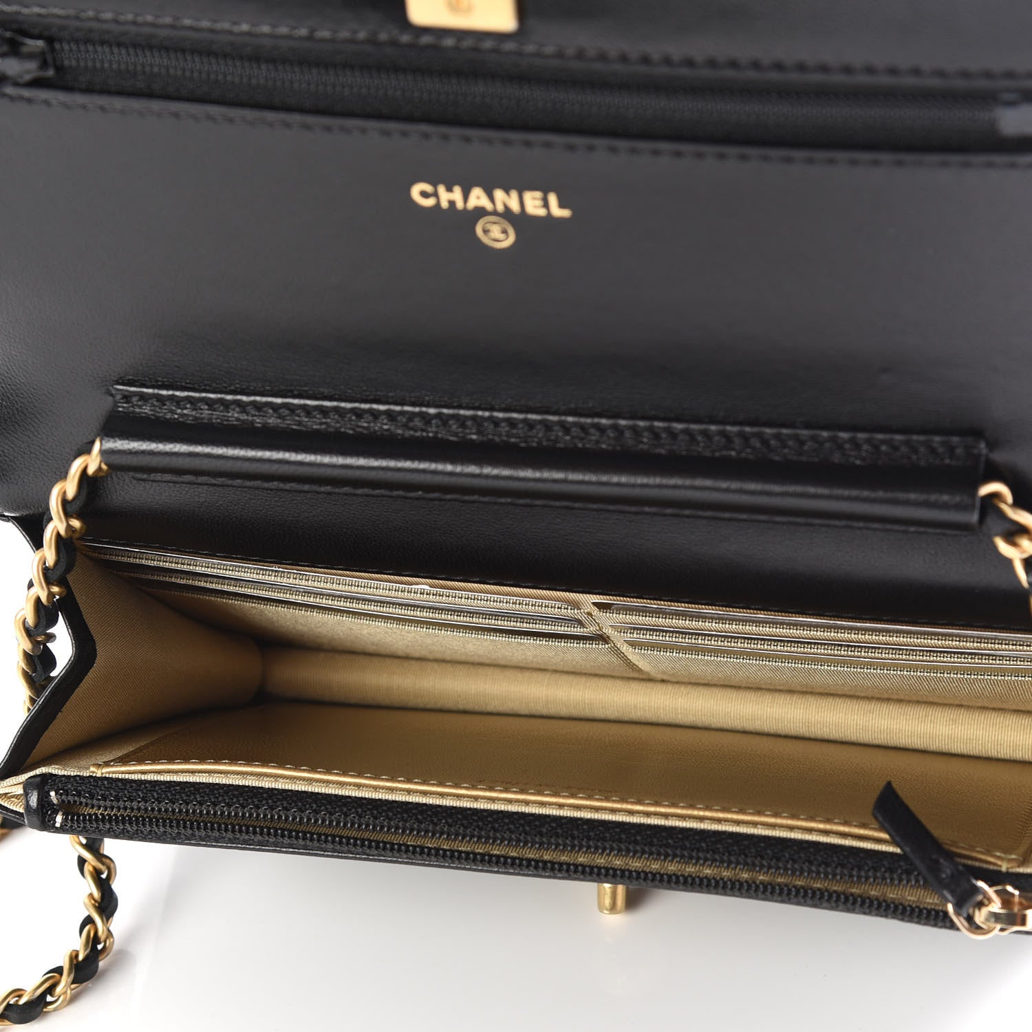 Chanel Lambskin Quilted CC Pearl Crush Wallet on Chain WOC Black 4 of 13