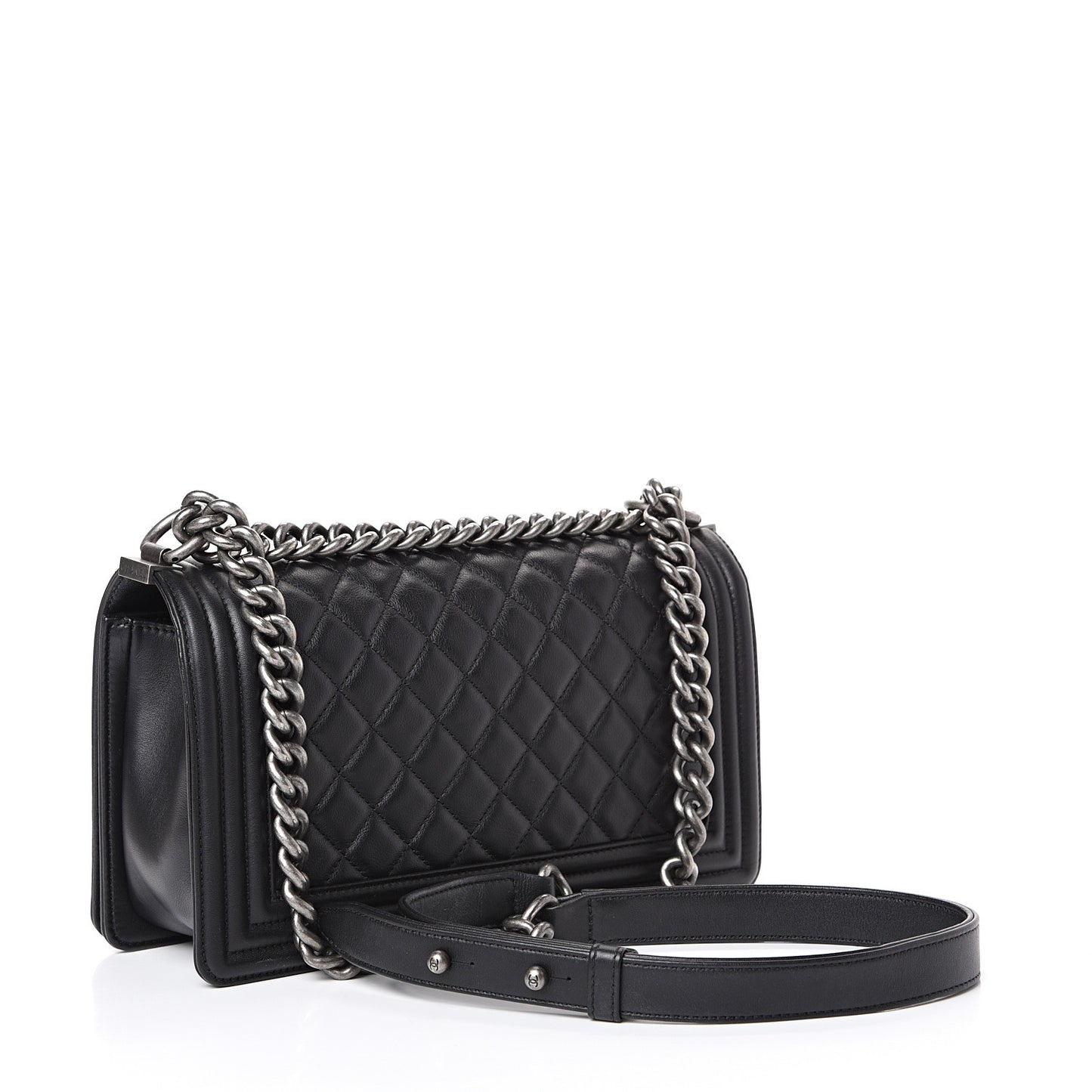 Lambskin Quilted Medium Boy Flap Black