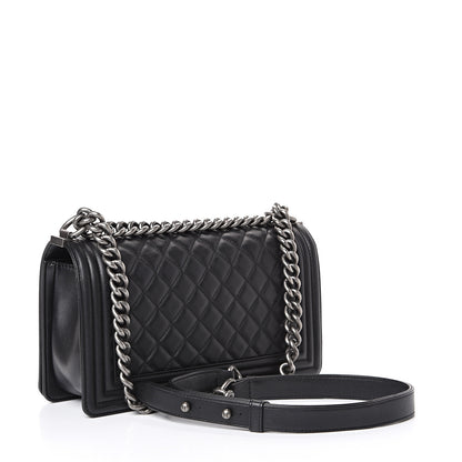 Chanel Lambskin Quilted Medium Boy Flap Black 2 of 14