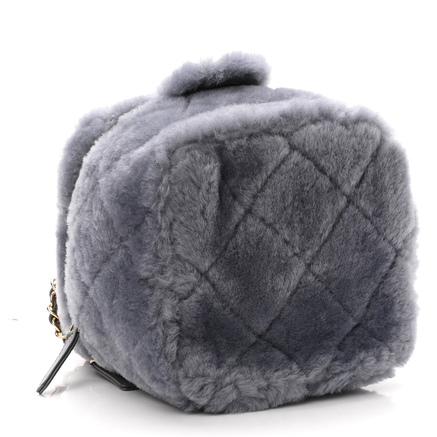 Shearling Lambskin Quilted Small Vanity Case Grey