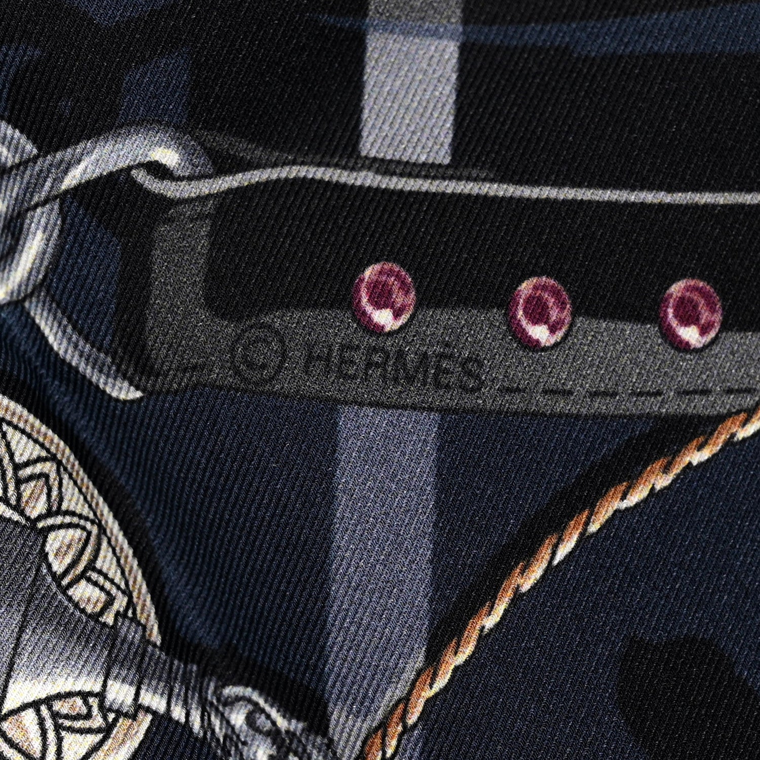 Hermes Silk Vintage C'Est La Fete Scarf 70 Bleu Nuit Gris Prune 4 of 5