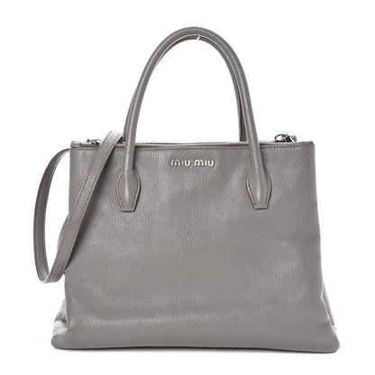 Miu Miu Goatskin Madras Top Handle Double Zip Tote Argilla 1 of 11