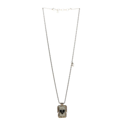 Chanel Metal Resin Enamel Crystal CC Necklace Gold Black White 3 of 5