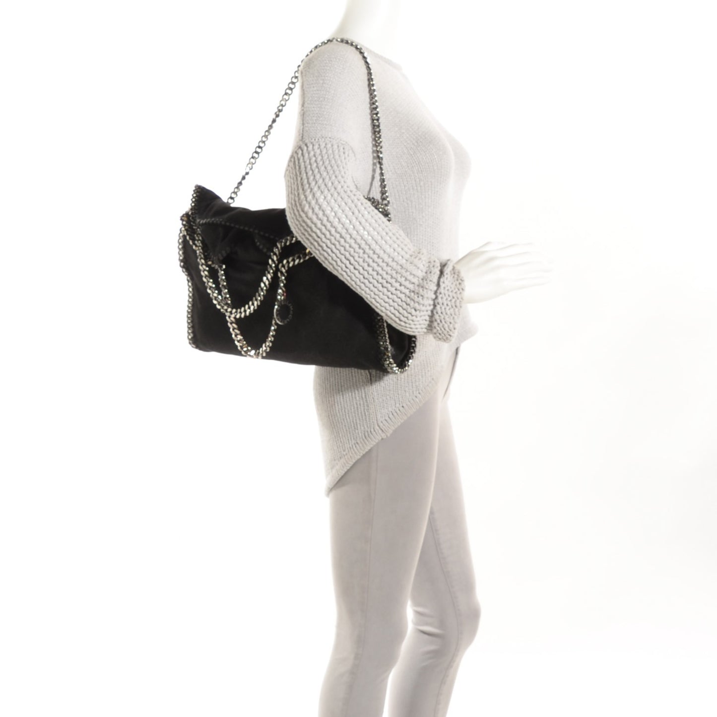 Shaggy Deer Falabella Fold Over Tote Black