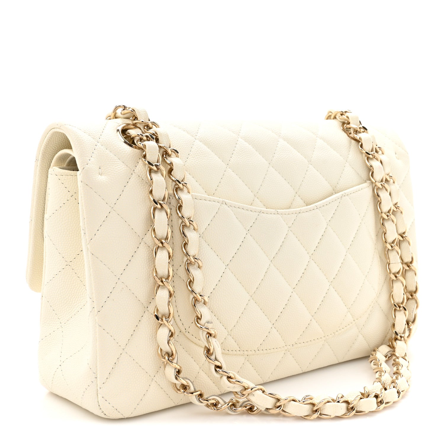 Chanel Caviar Quilted Medium Double Flap White 3 of 14