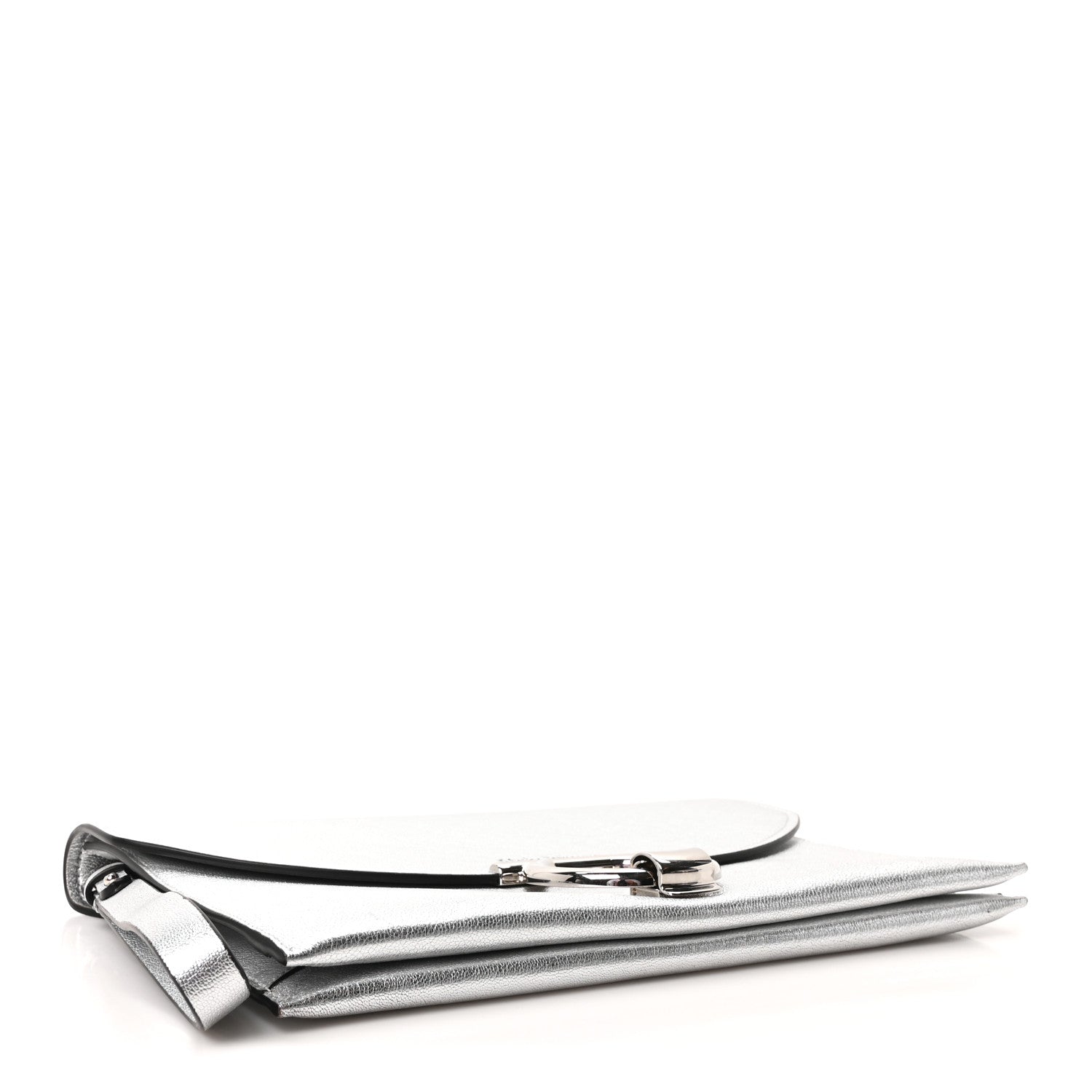 Salvatore Ferragamo Metallic Calfskin Gancini Clutch Silver 4 of 10