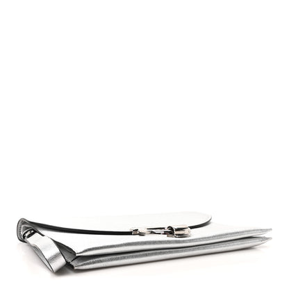 Salvatore Ferragamo Metallic Calfskin Gancini Clutch Silver 4 of 10