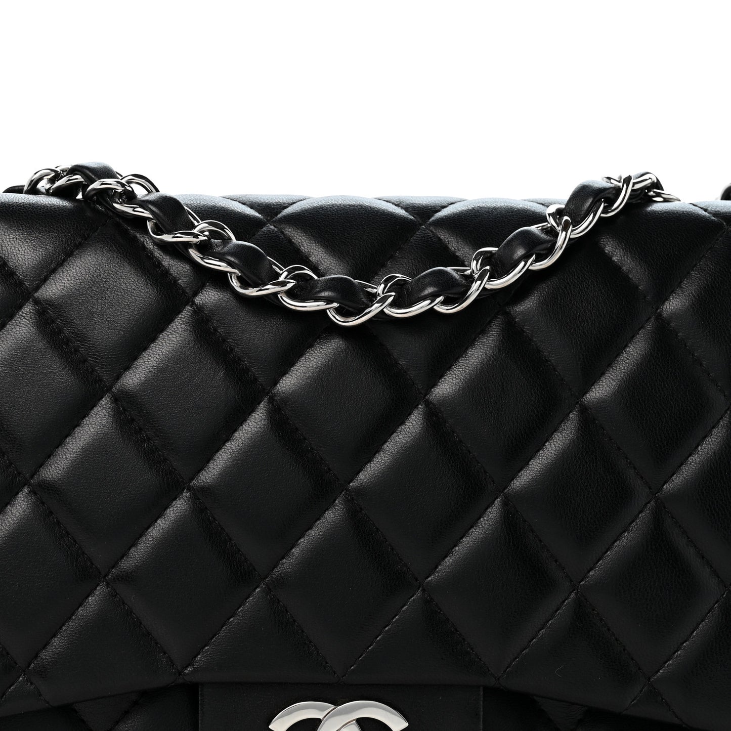 Lambskin Quilted Jumbo Single Flap Black