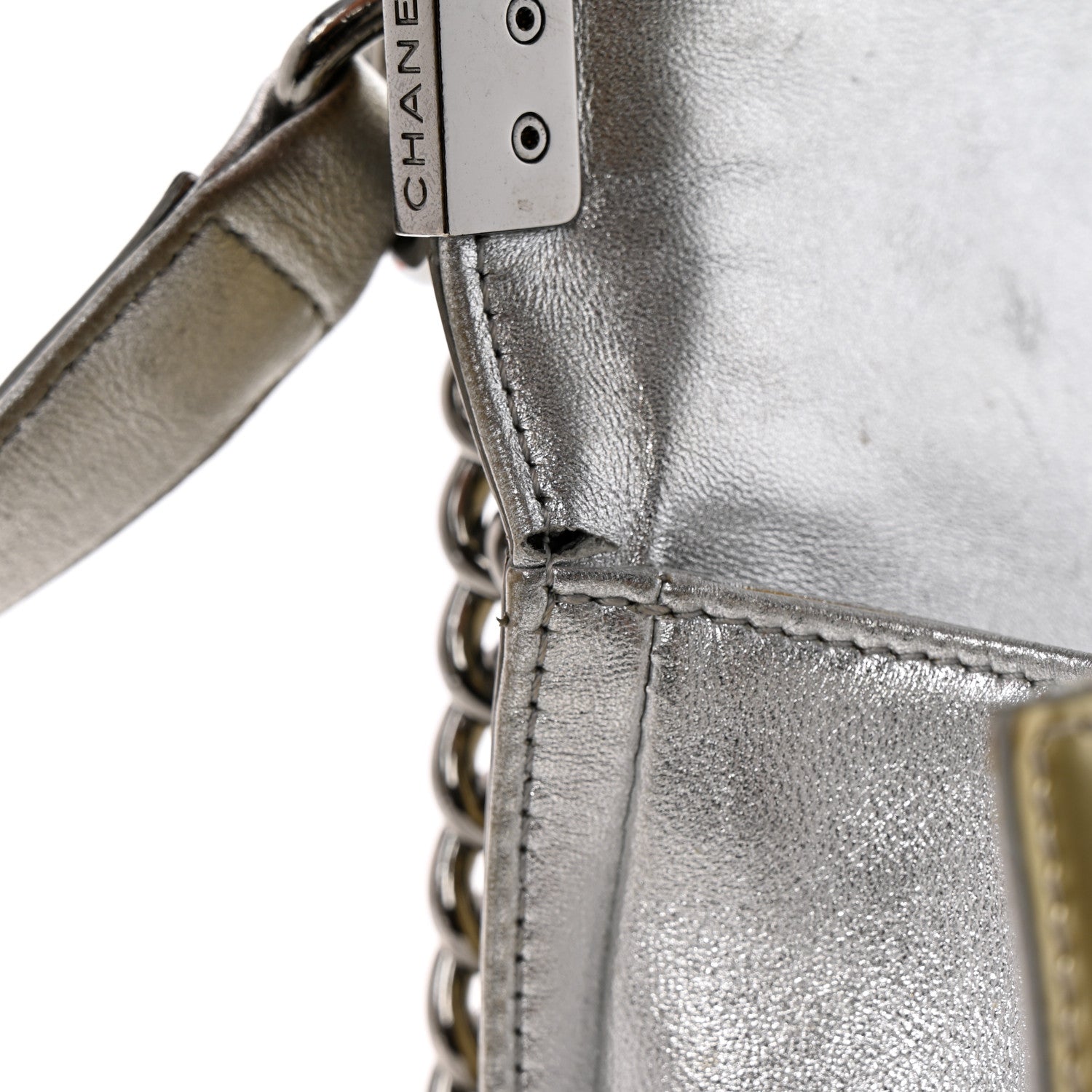 Chanel Metallic Patent Calfskin Quilted Medium Boy Flap Silver 16 of 16