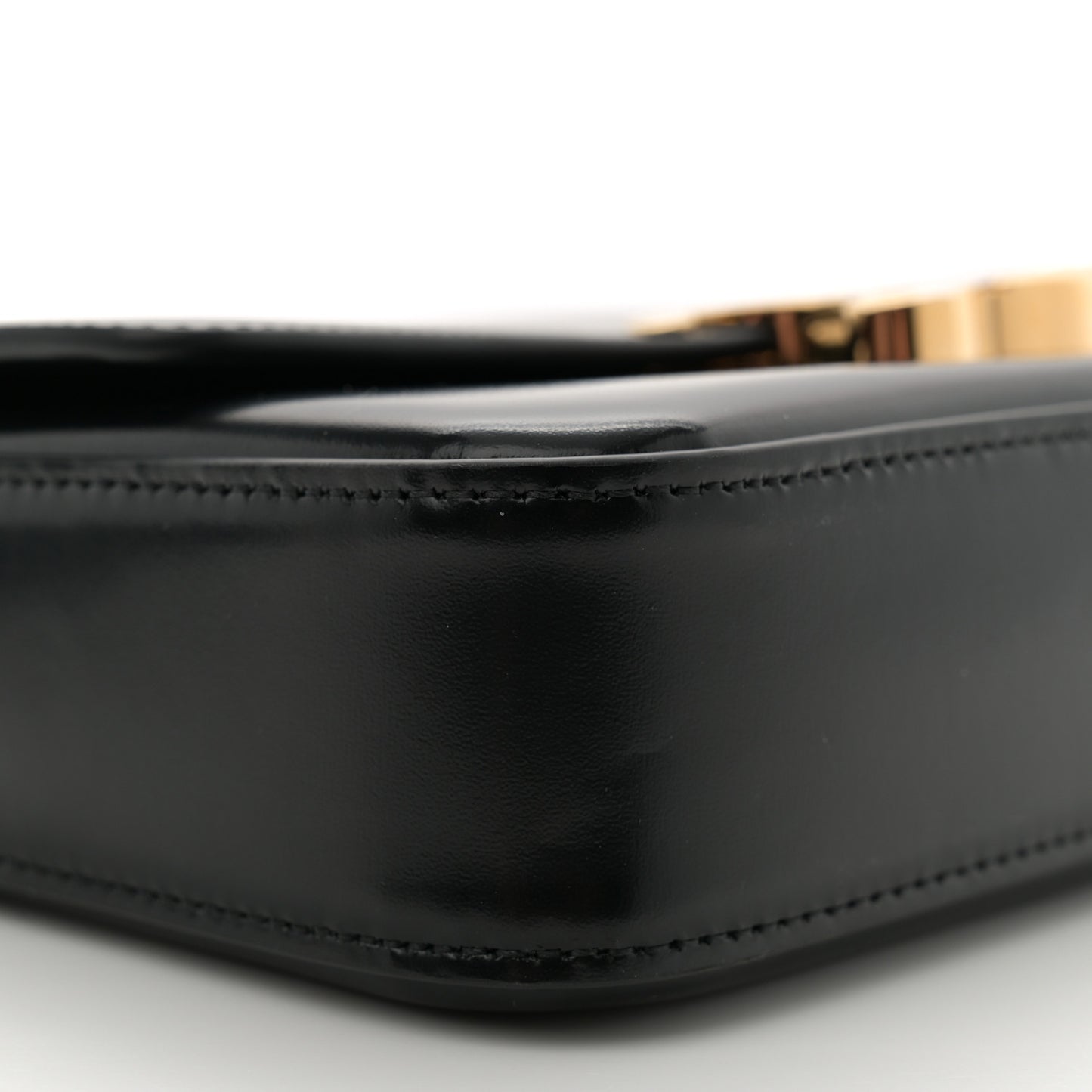 Shiny Calfskin Triomphe Chain Shoulder Bag Black