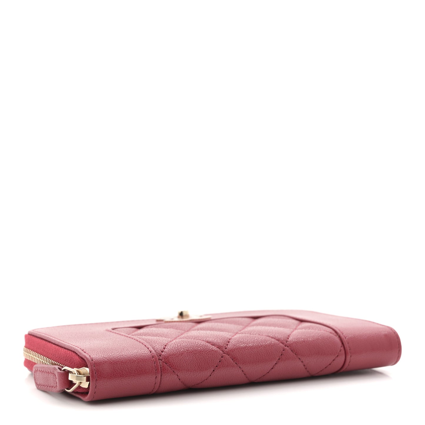 Sheepskin Quilted Medium Mademoiselle Vintage Zip Around Wallet Red