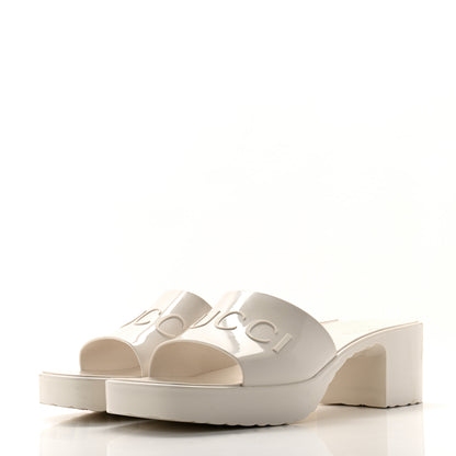 Gucci Rubber Gucci Logo Womens Platform 20/60mm Slide Sandals 42 Mystic White 3 of 9