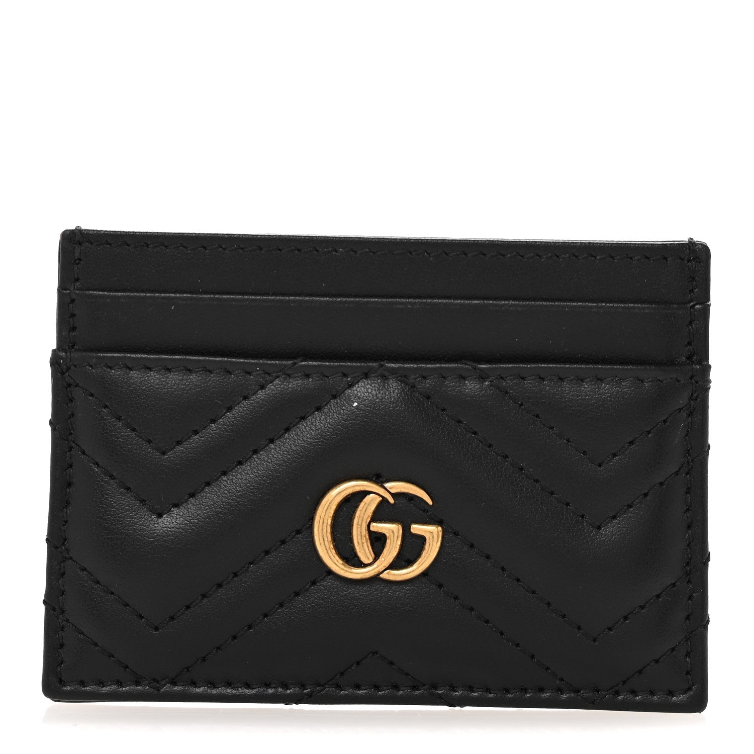Gucci Calfskin Matelasse GG Marmont Card Holder Black 1 of 7