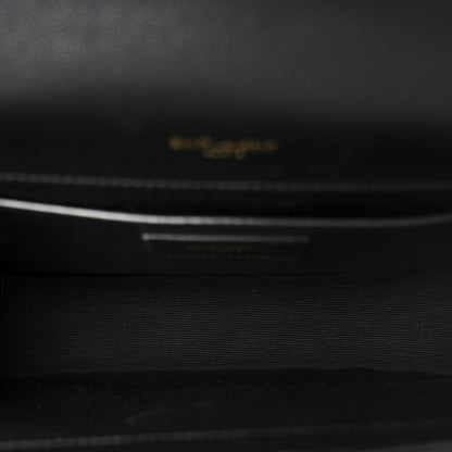 Saint Laurent Grain De Poudre Textured Mixed Matelasse Triquilt Medium Monogram Satchel Black 5 of 10