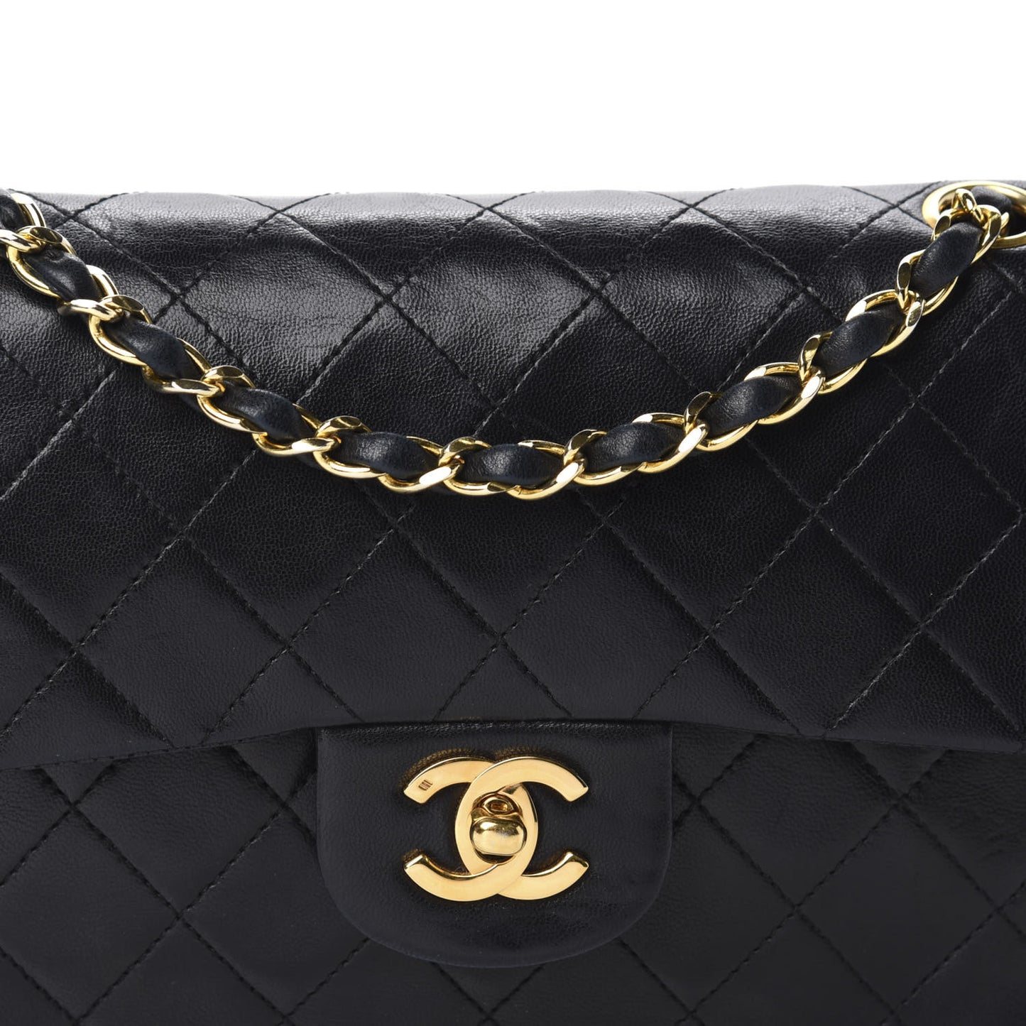 Lambskin Quilted Small Double Flap Black