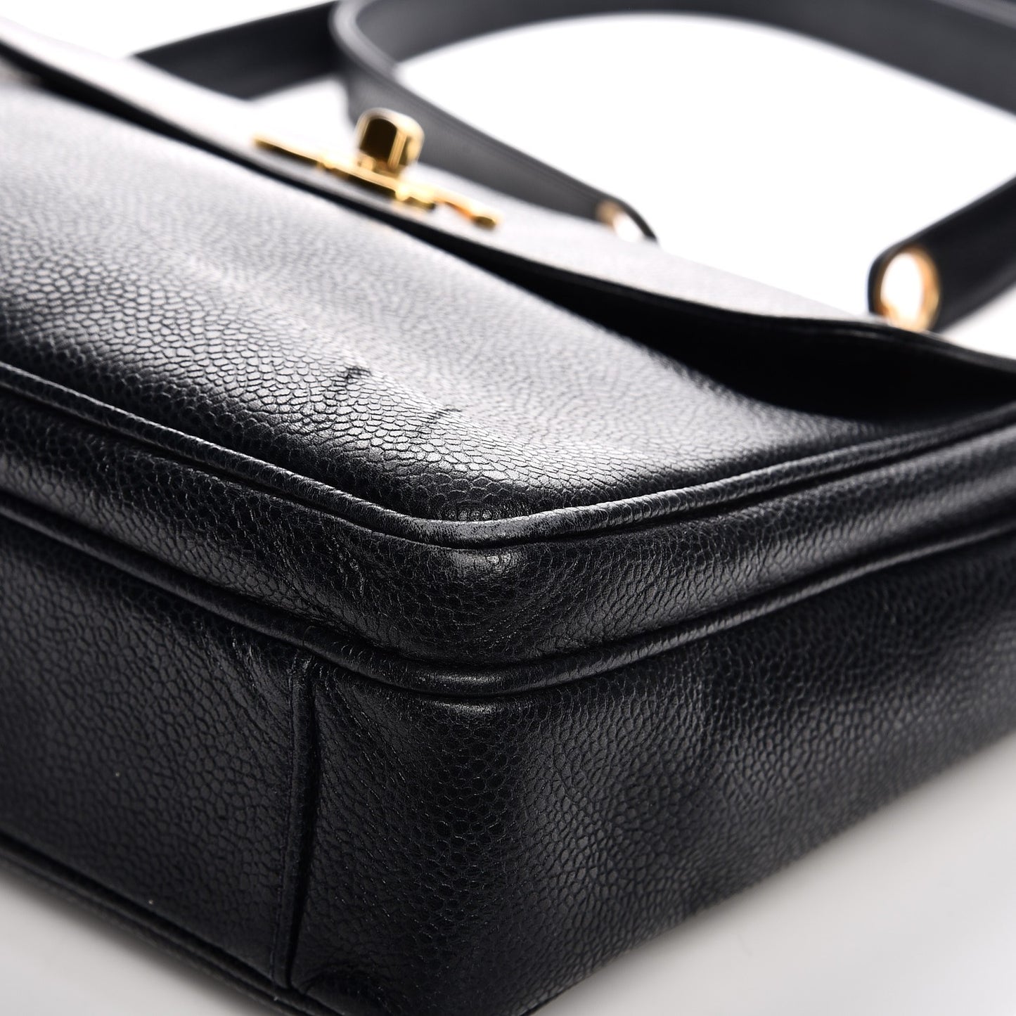 Caviar Flap Shoulder Bag Navy