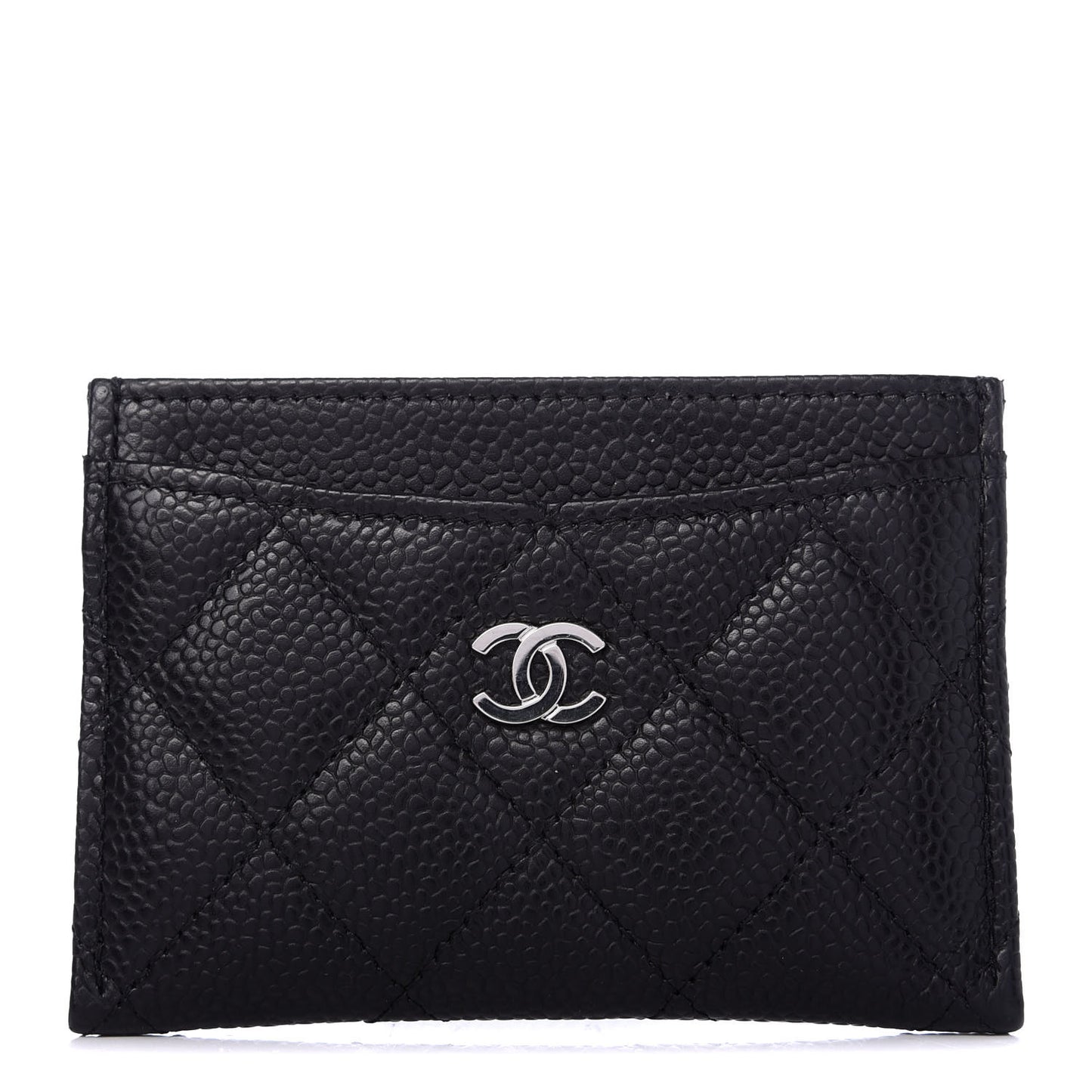 Caviar Quilted Card Holder Black