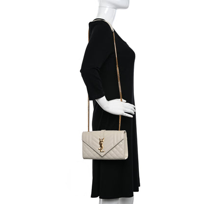 Saint Laurent Grain De Poudre Textured Mixed Matelasse Triquilt Small Monogram Satchel Crema Soft 2 of 12