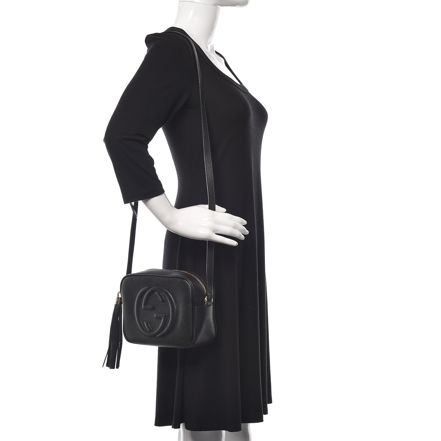 Pebbled Calfskin Small Soho Disco Bag Black