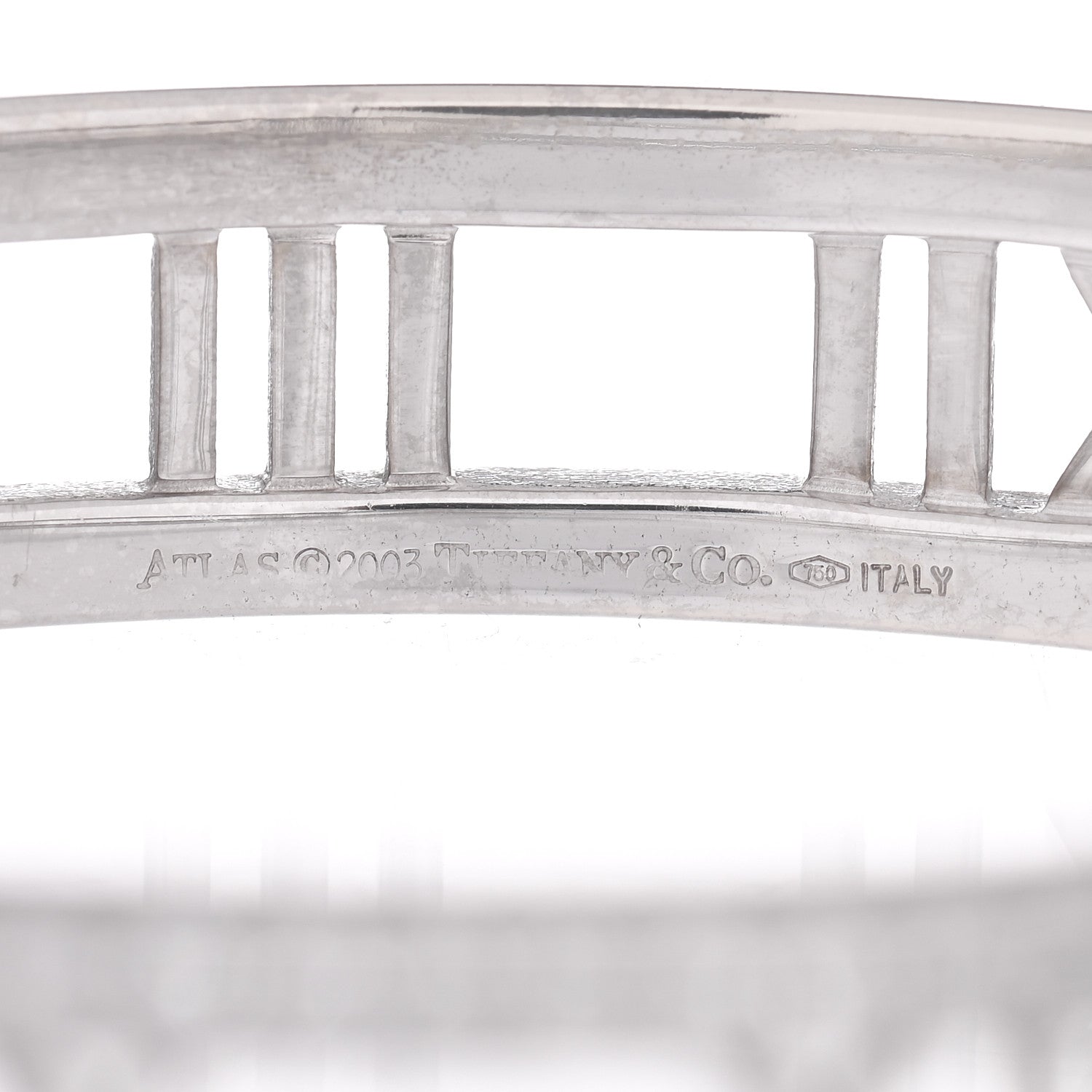 Tiffany 18K White Gold Diamond Atlas Open Hinged Bangle Bracelet 4 of 5