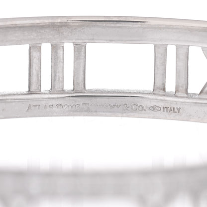 Tiffany 18K White Gold Diamond Atlas Open Hinged Bangle Bracelet 4 of 5