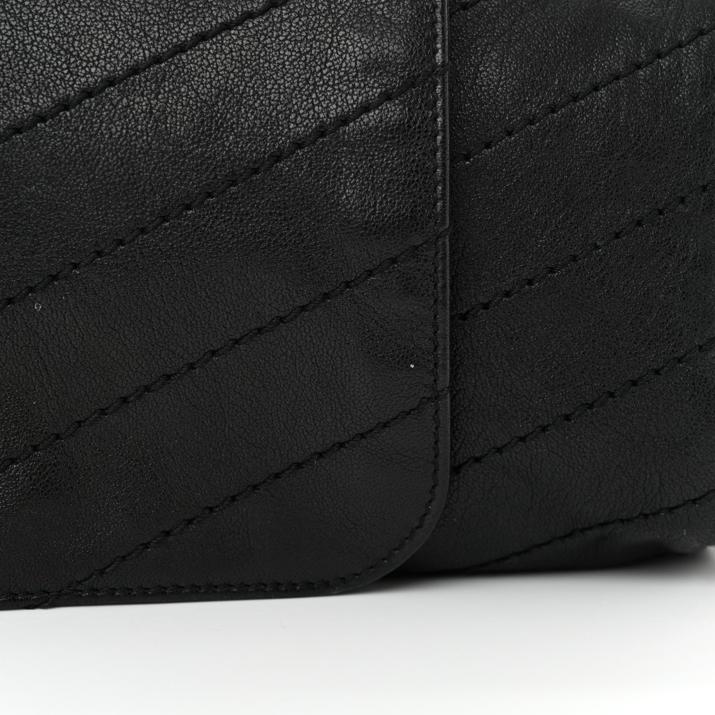 Pebbled Lambskin Chevron Monogram Large Nolita Black