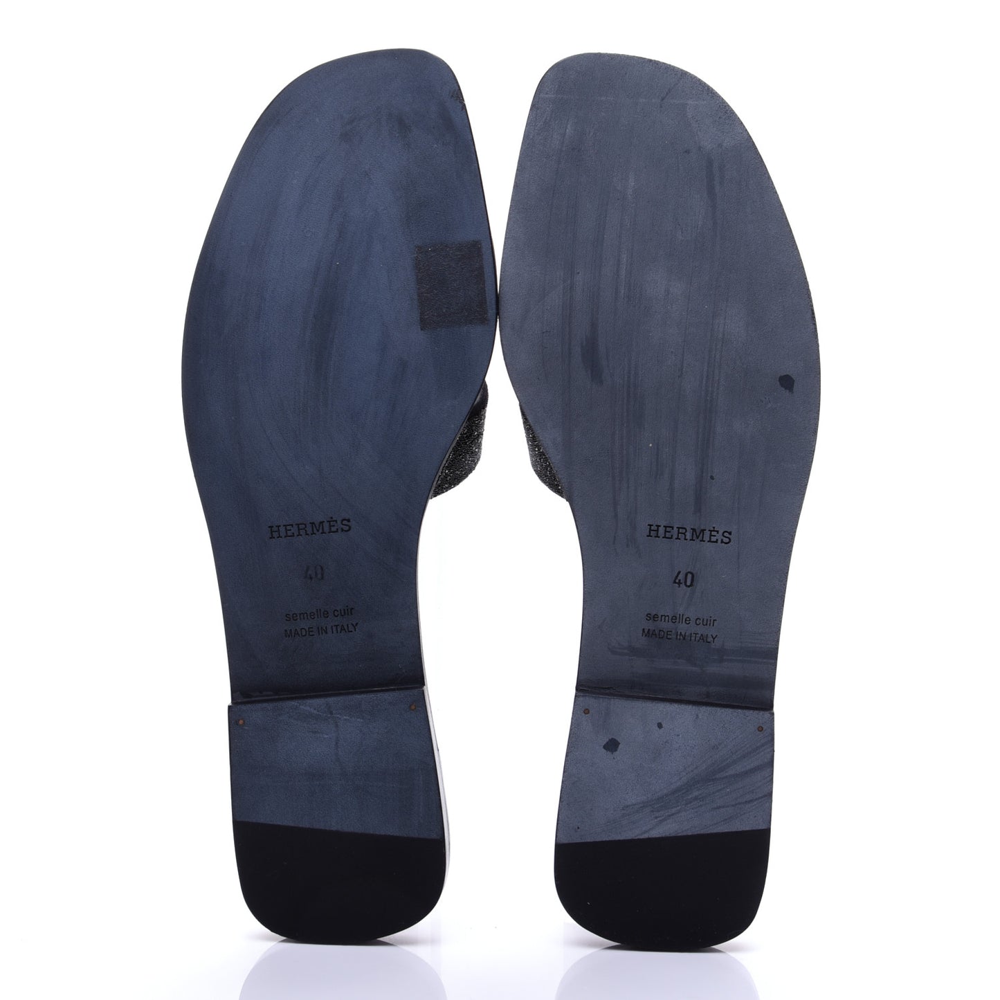 Suede Goatskin Crystal Powder Oran Sandals 40 Black