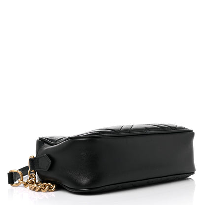 Gucci Calfskin Matelasse Small GG Marmont Chain Shoulder Bag Black 4 of 21