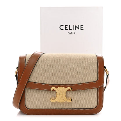 Celine Textile Natural Calfskin Teen Triomphe White Tan 11 of 11