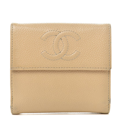 Chanel Caviar Timeless CC Compact Flap Wallet Beige 1 of 15