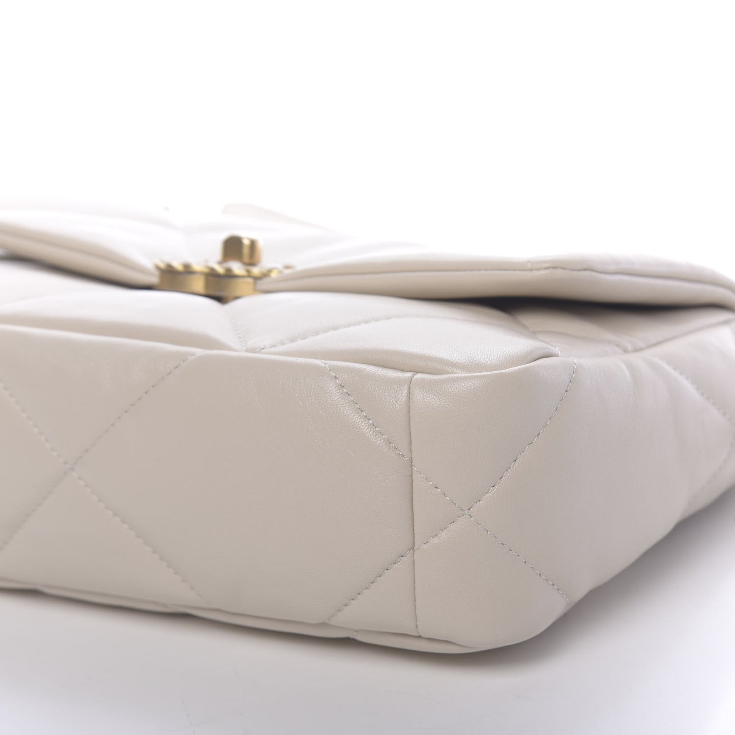 Goatskin Quilted Medium 19 Flap Beige