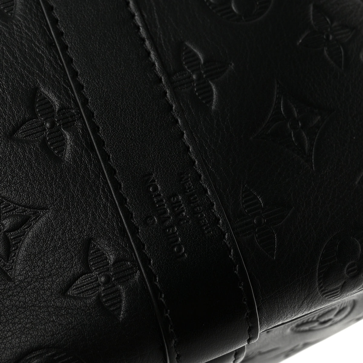 Louis Vuitton Calfskin Shadow Monogram Keepall Bandouliere 50 Black 5 of 9