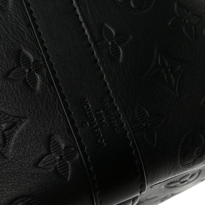 Louis Vuitton Calfskin Shadow Monogram Keepall Bandouliere 50 Black 5 of 9