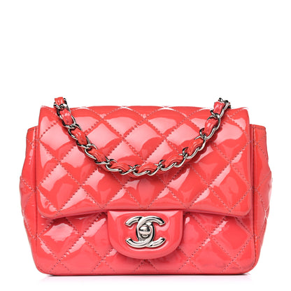 Chanel Patent Quilted Mini Square Flap Coral 1 of 8