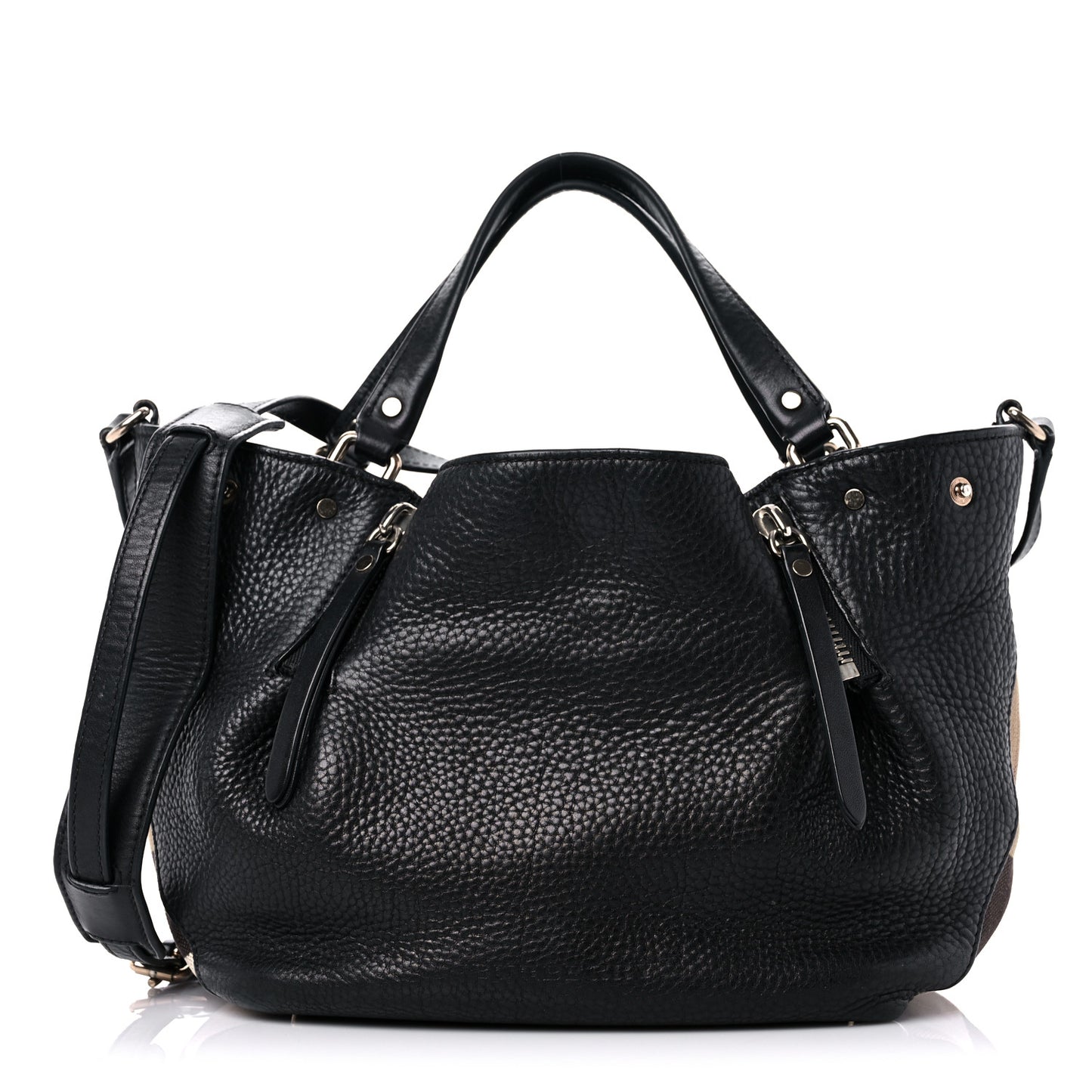 Grainy Calfskin House Check Small Maidstone Black