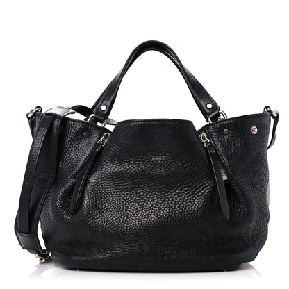 Burberry Grainy Calfskin House Check Small Maidstone Black 1 of 23