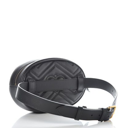 Gucci Calfskin Matelasse GG Marmont Belt Bag 75 30 Black 3 of 11